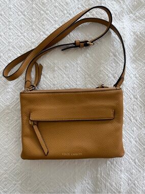 Vince Camuto Tan Gold Crossbody Bag with Minimalist Design